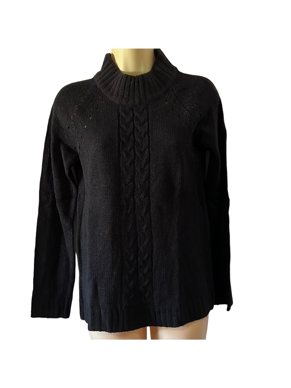 Carol Rose M Black Mock Turtleneck Sweater NWT Long Sleeves Pullover Acrylic